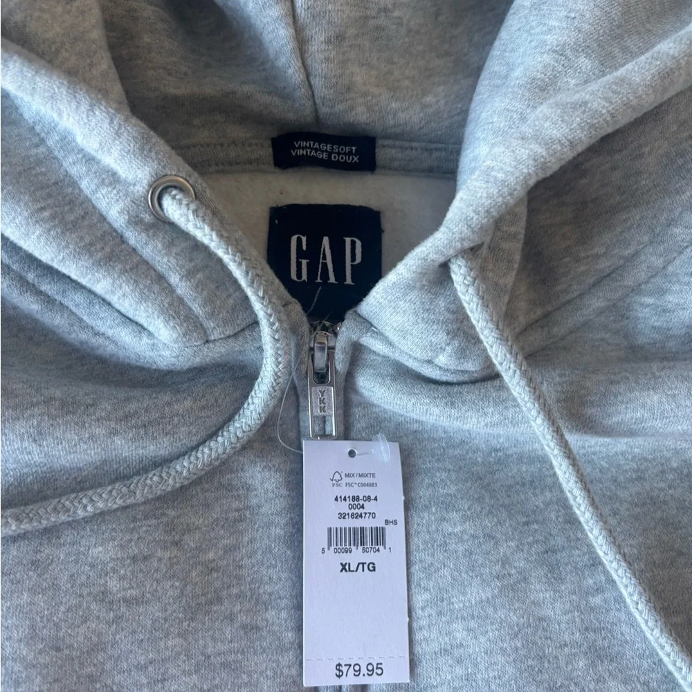 GAP Heather Gray Zip-Up Hoodie - Picture 2 of 2